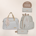 Kit Maternidade Encanto Marfim: Bolsa Grande, Mochila de Passeio e Nécessaire — ganhe o Trocador de brinde