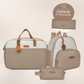 Kit Maternidade Petit Cinza: Bolsa Grande, Mochila de Passeio e Nécessaire — ganhe o Trocador de brinde