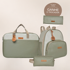 Kit Maternidade Petit Verde: Bolsa Grande, Mochila de Passeio e Nécessaire — ganhe o Trocador de brinde