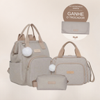 Kit Maternidade Aconchego Marfim: Mochila Grande, Bolsa de Passeio e Nécessaire — ganhe o Trocador de brinde