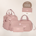 Kit Maternidade Refúgio Rosê: Mochila Grande, Bolsa de Passeio e Nécessaire — ganhe o Trocador de brinde