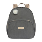 Mochila maternidade de passeio Ninar cinza com bolso térmico, vista frontal