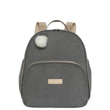 Mochila maternidade de passeio Ninar cinza com bolso térmico, vista frontal