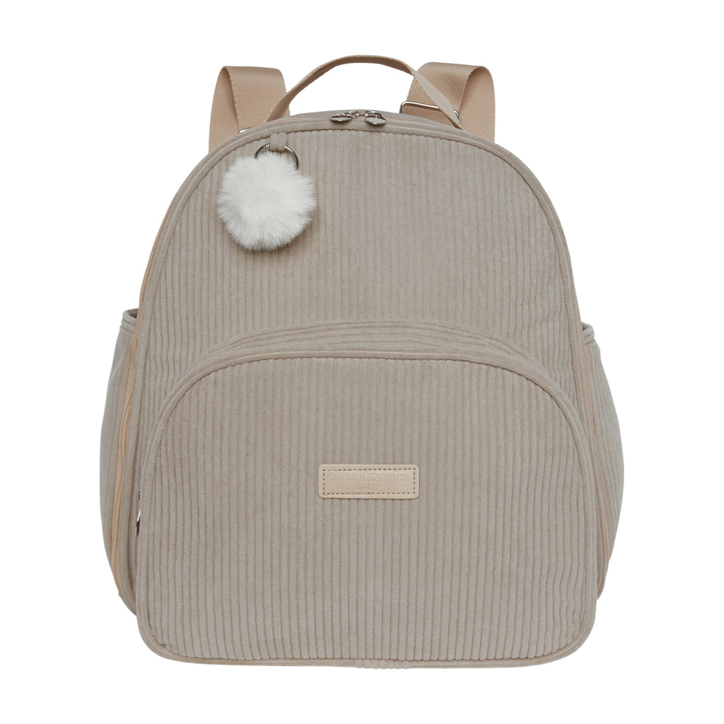 Mochila maternidade de passeio Ninar nude com bolso térmico, vista frontal