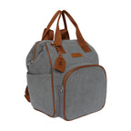 Mochila Maternidade Grande com Bolso Térmico Teddy Cinza com Marrom