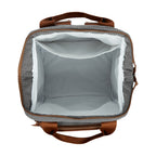 Mochila Maternidade Grande com Bolso Térmico Teddy Cinza com Marrom