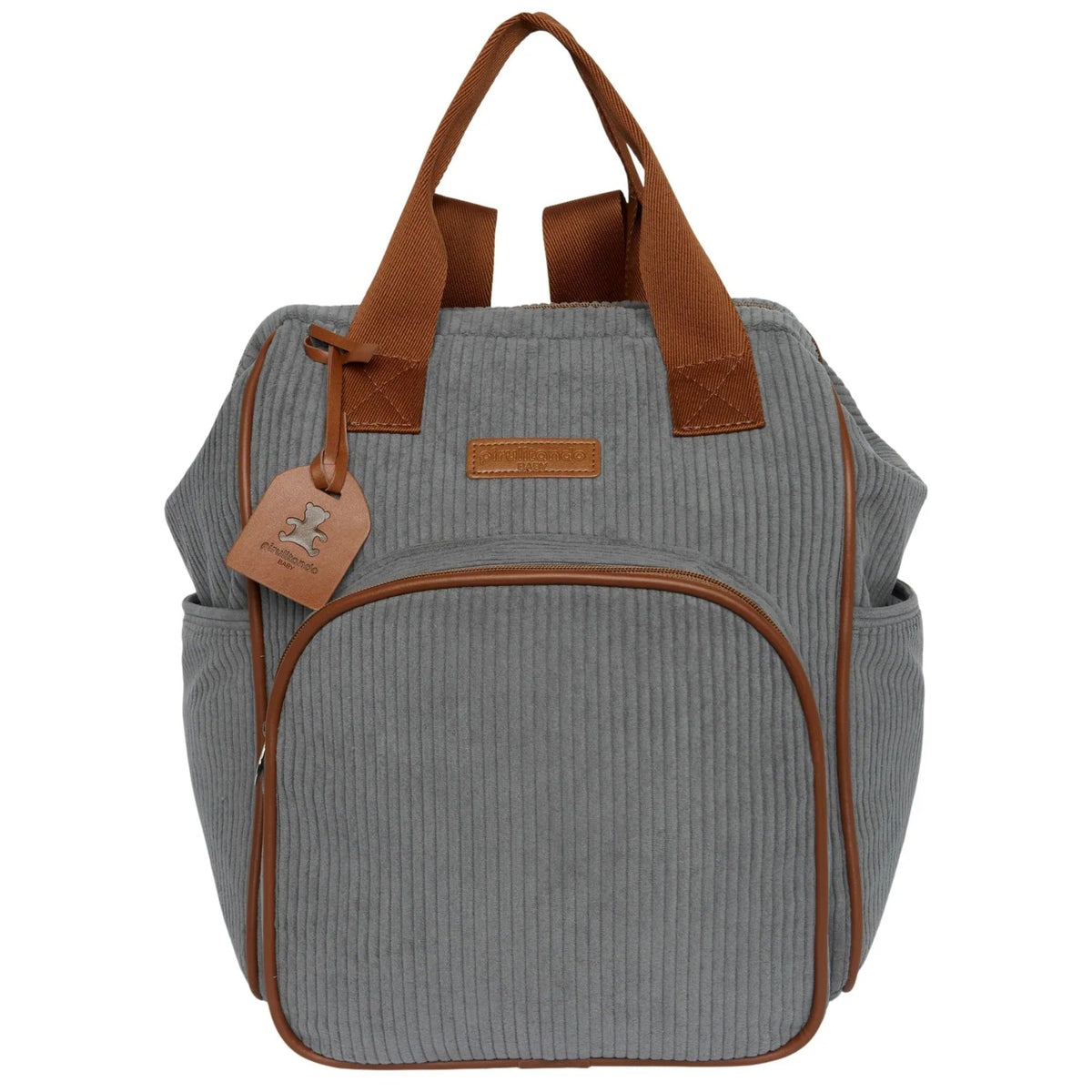 Mochila Grande Teddy Cinza com Marrom — peça do kit