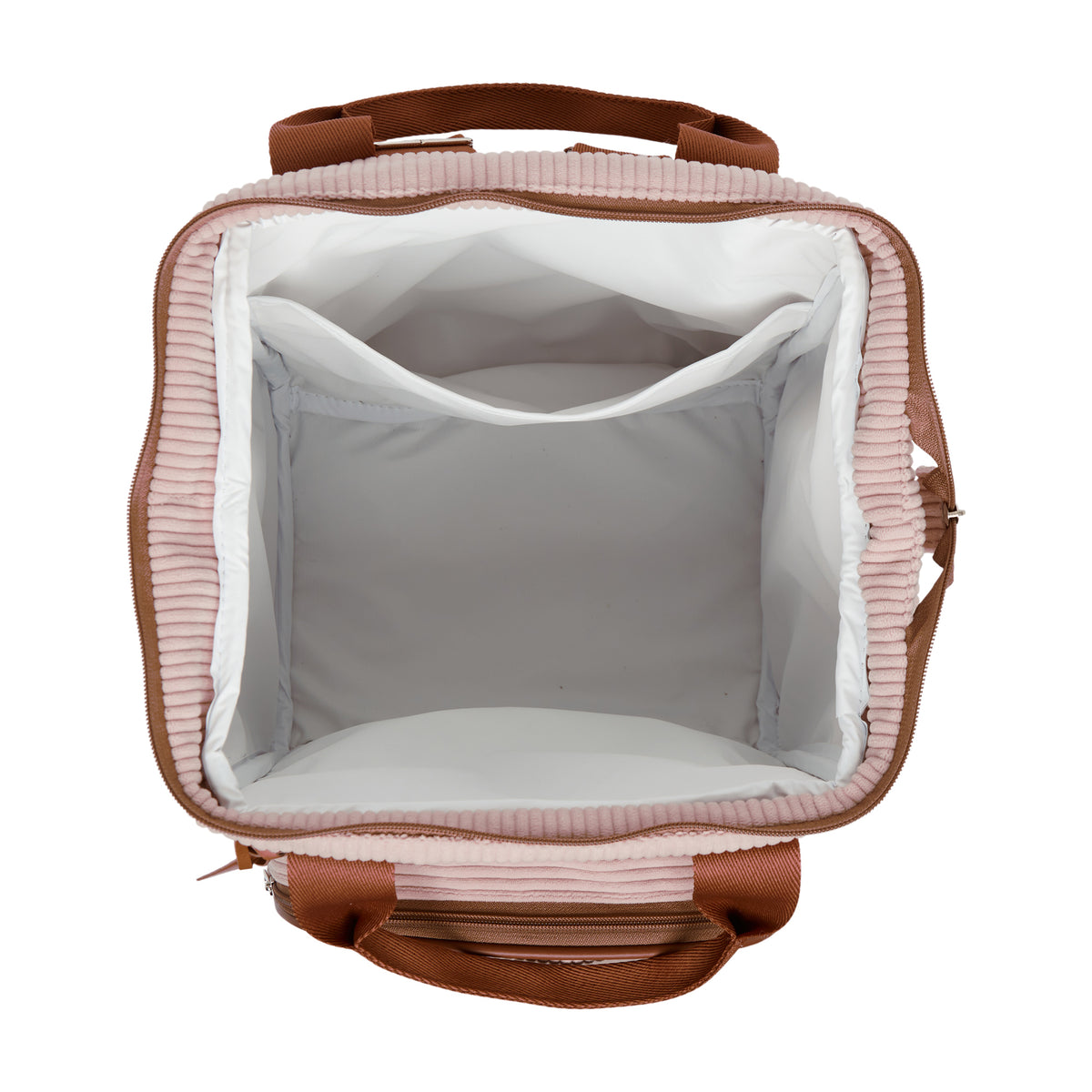Mochila Maternidade Grande com Bolso Térmico Teddy Rosa com Marrom