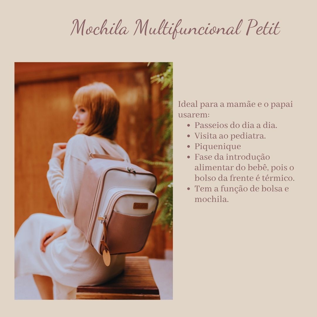 Mochila Multifuncional 2x1 com Bolso Térmico  Petit Caramelo