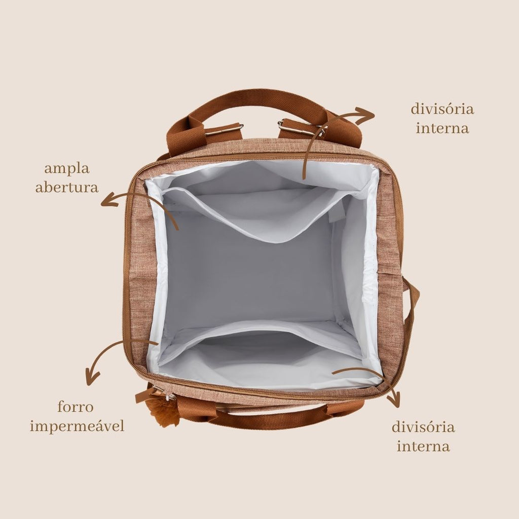Mochila com Bolso Térmico Memórias Marrom