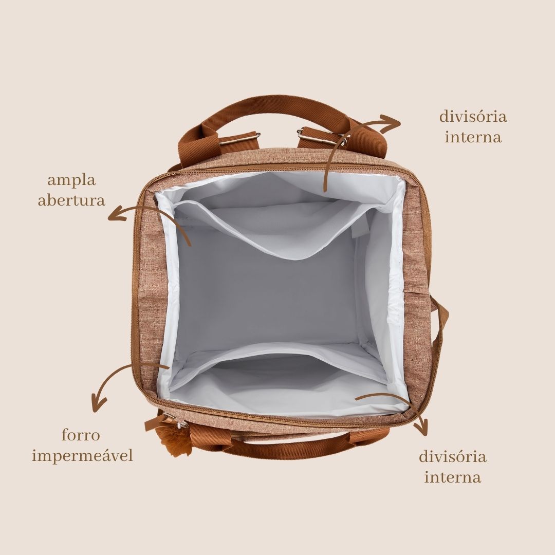 Mochila com Bolso Térmico Memórias Marrom