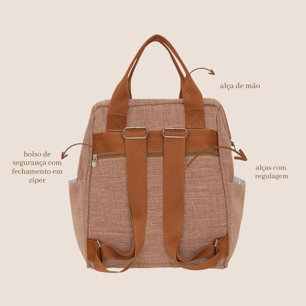 Mochila com Bolso Térmico Memórias Marrom