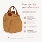 Mochila Maternidade Grande com Bolso Térmico Ninar - Caramelo