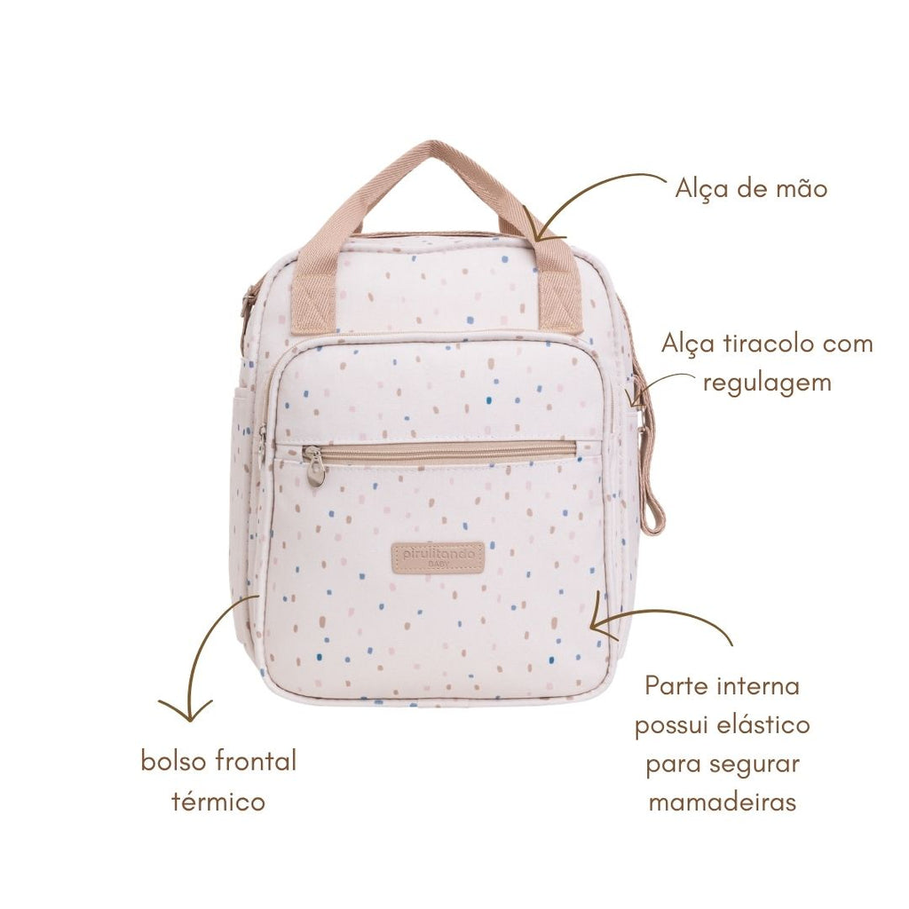 Bolsa de Passeio com Bolso da Frente Térmico Confete Marfim