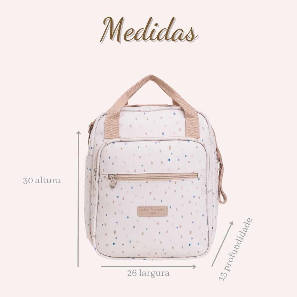 Bolsa de Passeio com Bolso da Frente Térmico Confete Marfim