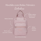 Mochila Maternidade com Bolso Térmico Bolinhas Rosa