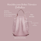 Mochila Maternidade com Bolso Térmico Bolinhas Rosa