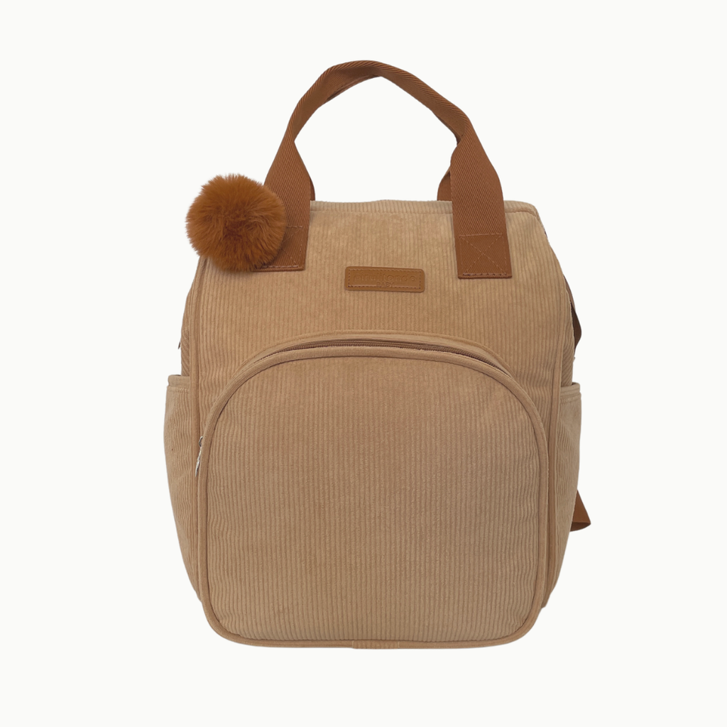 Mochila Maternidade Grande com Bolso Térmico Ninar Bege com Marrom