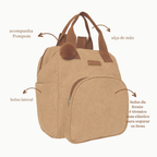 Mochila Maternidade Grande com Bolso Térmico Ninar Bege com Marrom