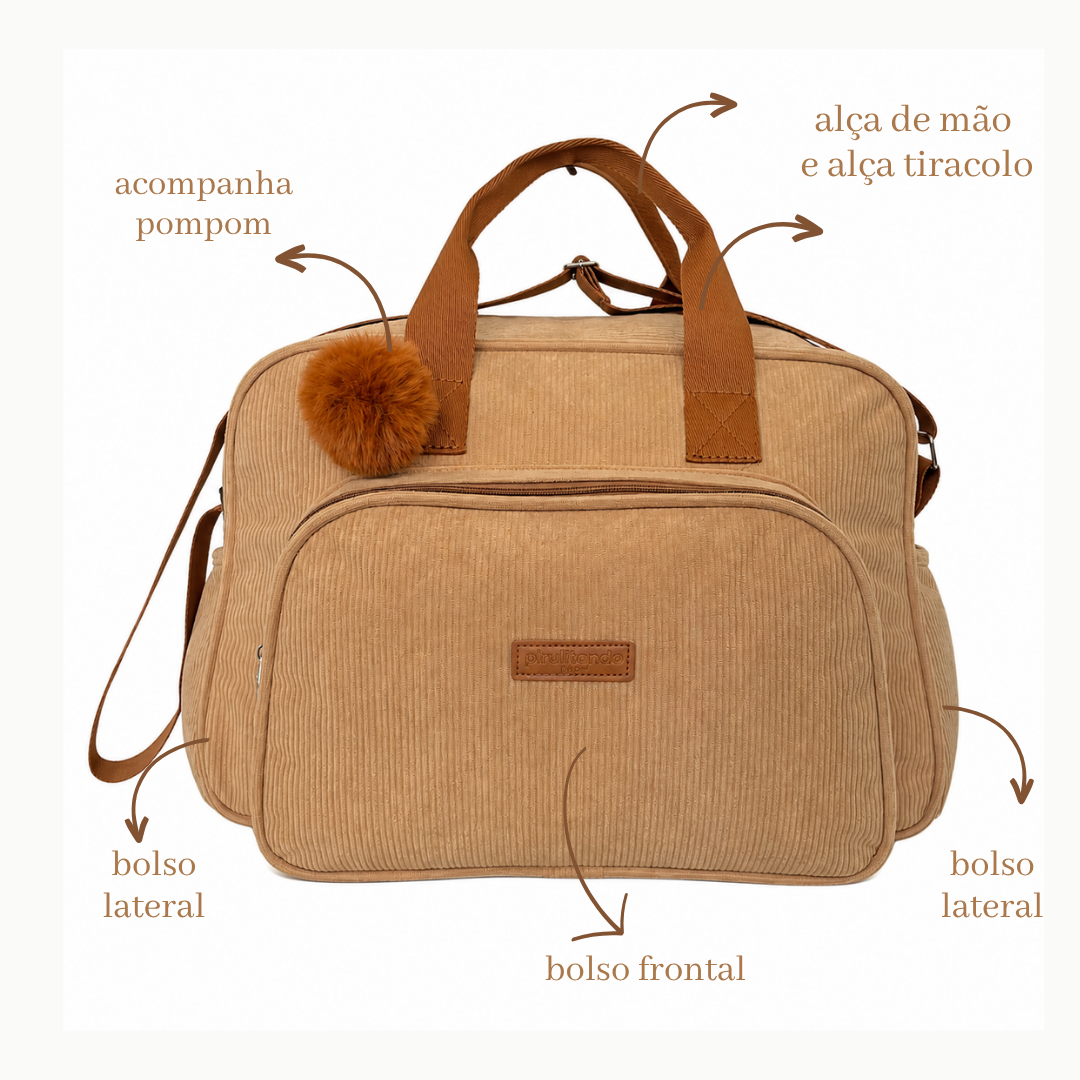 Bolsa Maternidade Grande Ninar Bege com Marrom