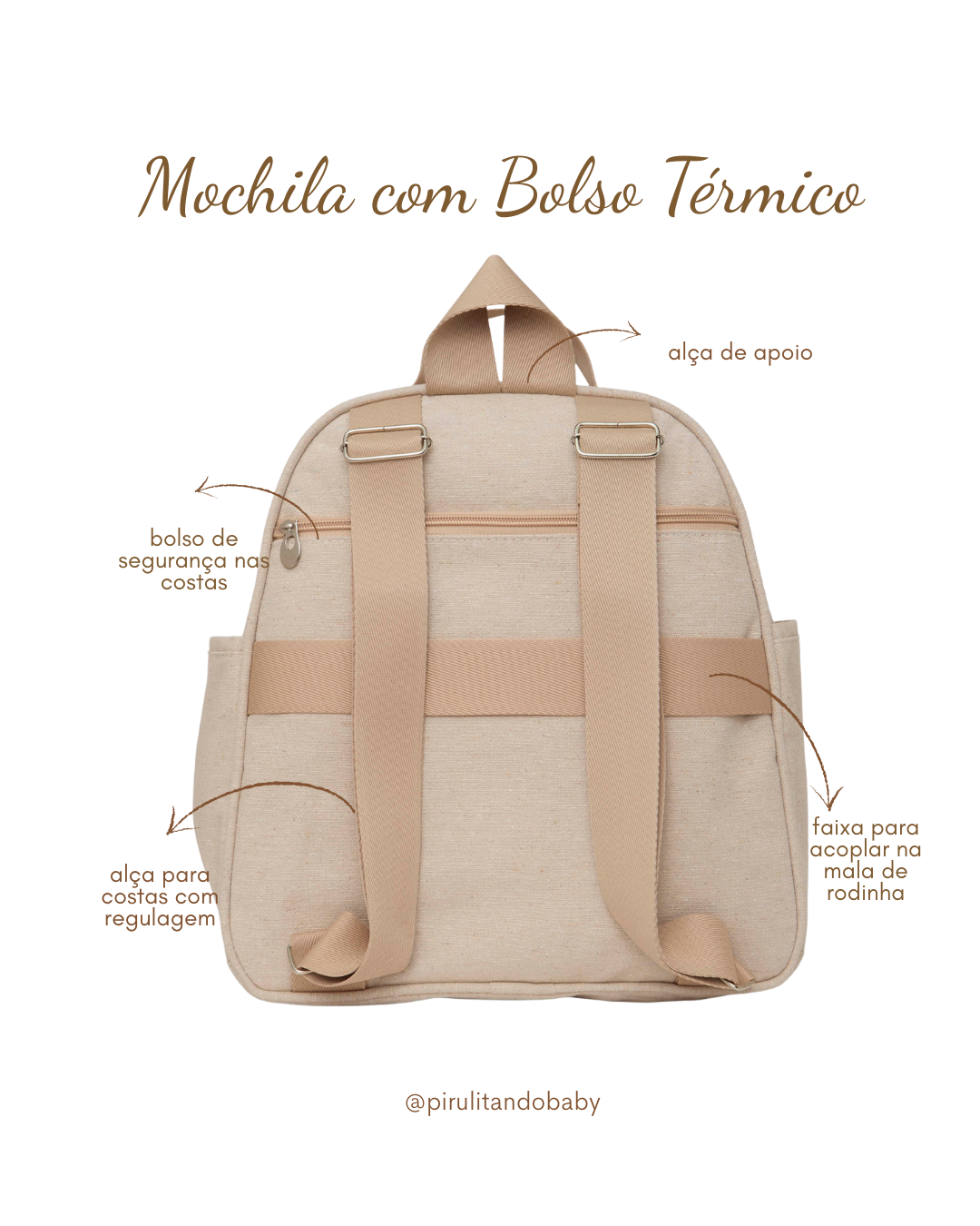 Mochila Média com Bolso Térmico Sentimento Marfim