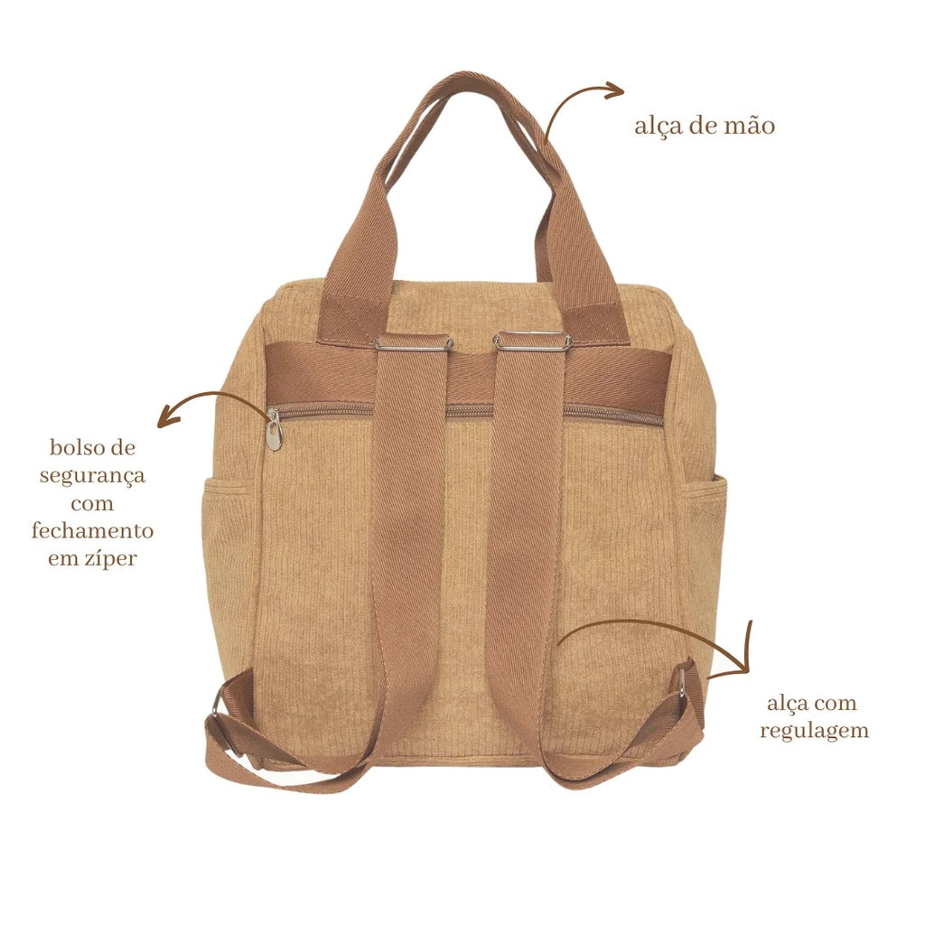 Mochila Maternidade Grande com Bolso Térmico Ninar Bege com Marrom — foto 4