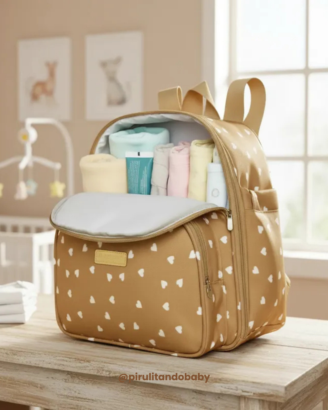 Mochila Maternidade de Passeio com Bolso Térmico Viver Caramelo