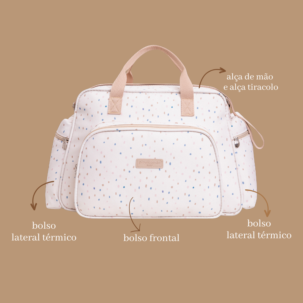 Bolsa Grande Maternidade Confete- com Bolsos Laterais Térmicos