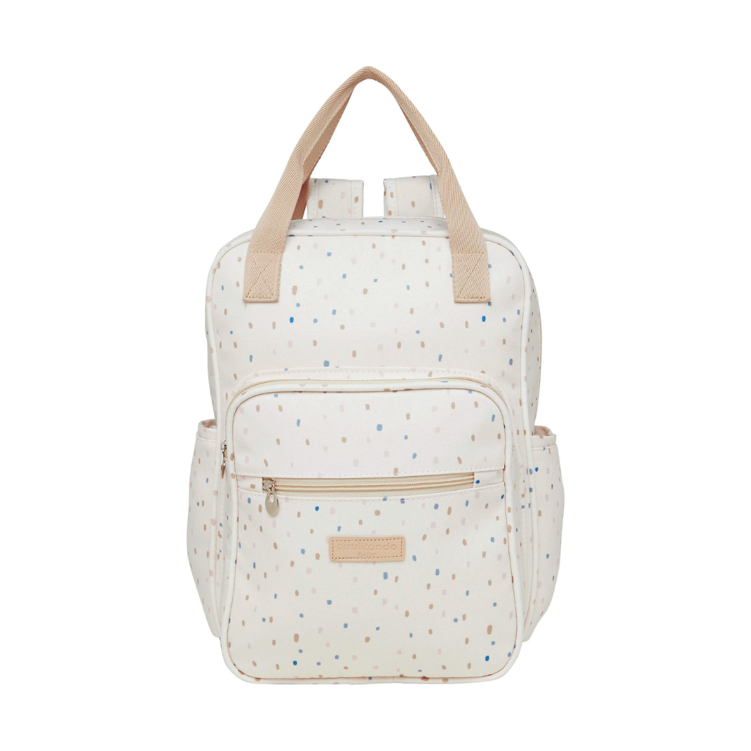 Mochila Maternidade com Bolso Frontal Térmico Confete Marfim