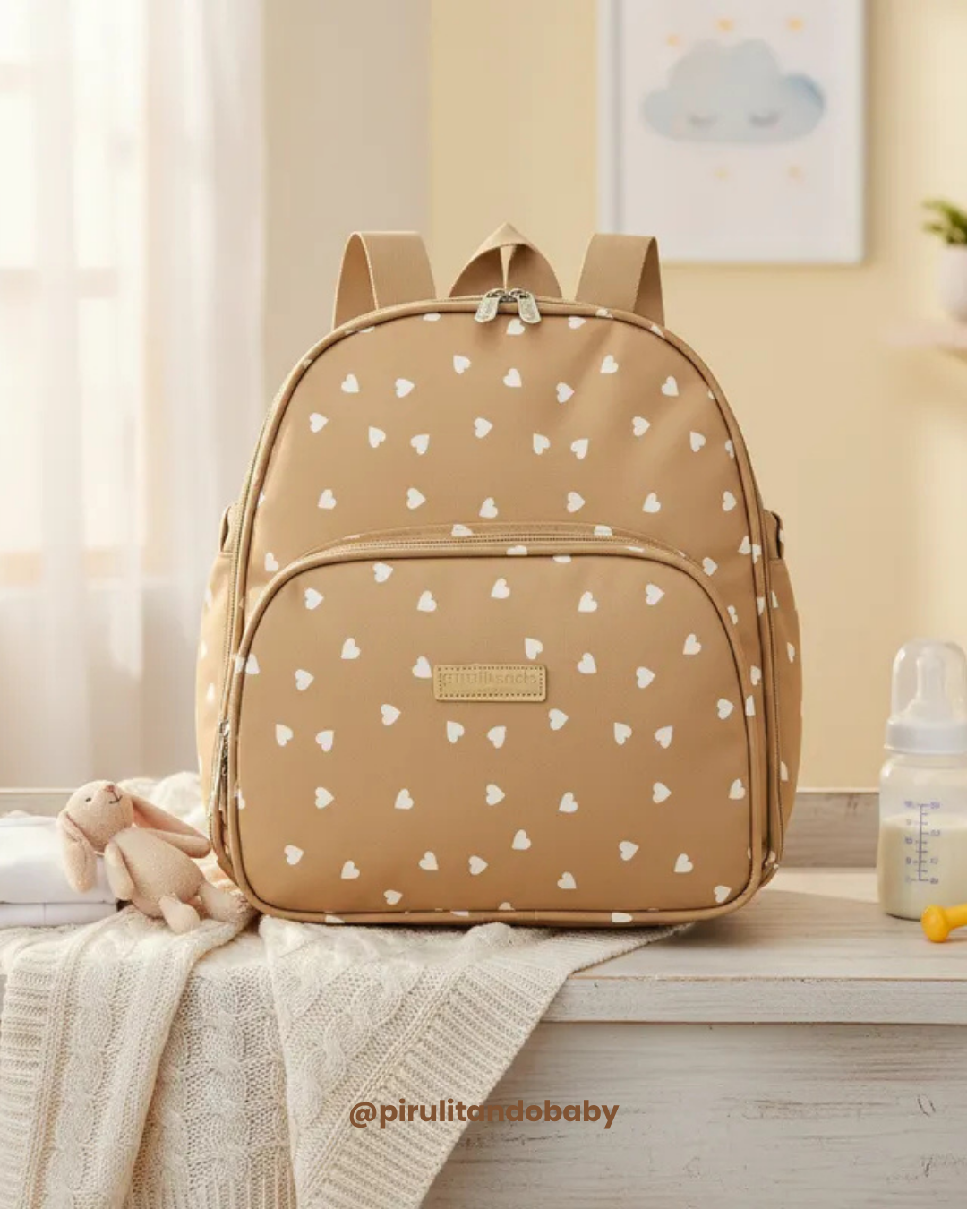 Mochila Maternidade de Passeio com Bolso Térmico Viver Caramelo