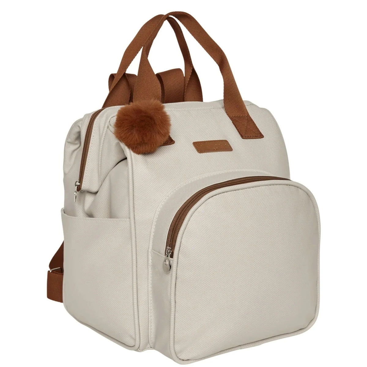 Mochila Maternidade Grande com Bolso Térmico Amor de Mãe Off White - foto principal | Pirulitando Baby