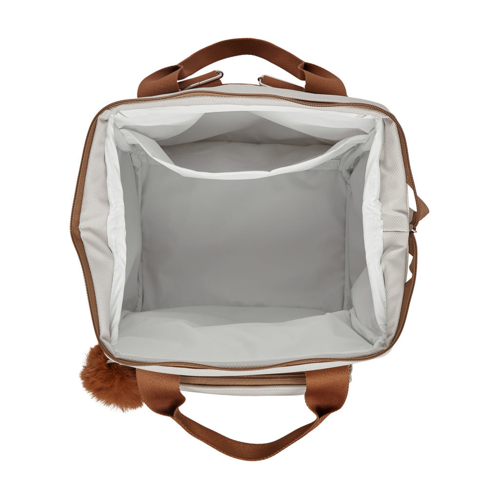Mochila Maternidade Grande com Bolso Térmico Amor de Mãe Off White