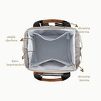 Mochila Média c/ Bolso Térmico Abraço Cinza/Preto