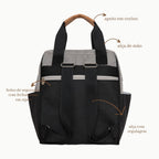 Mochila Média c/ Bolso Térmico Abraço Cinza/Preto