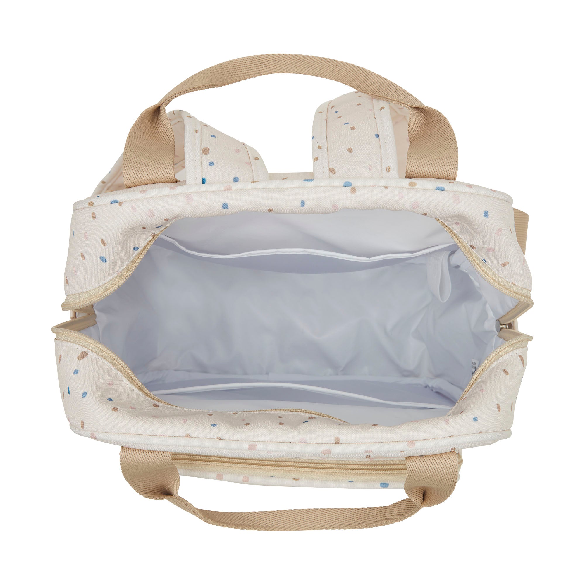 Mochila Maternidade com Bolso Frontal Térmico Confete Marfim