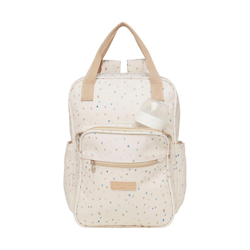 Mochila Maternidade com Bolso Frontal Térmico Confete Marfim
