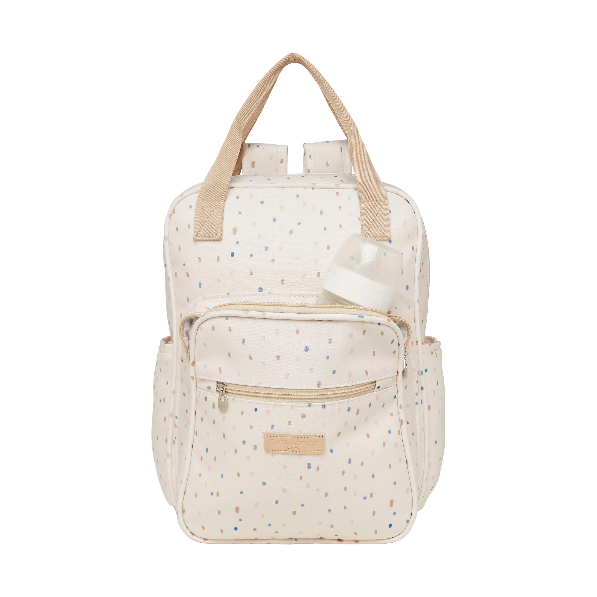 Mochila Maternidade com Bolso Frontal Térmico Confete Marfim