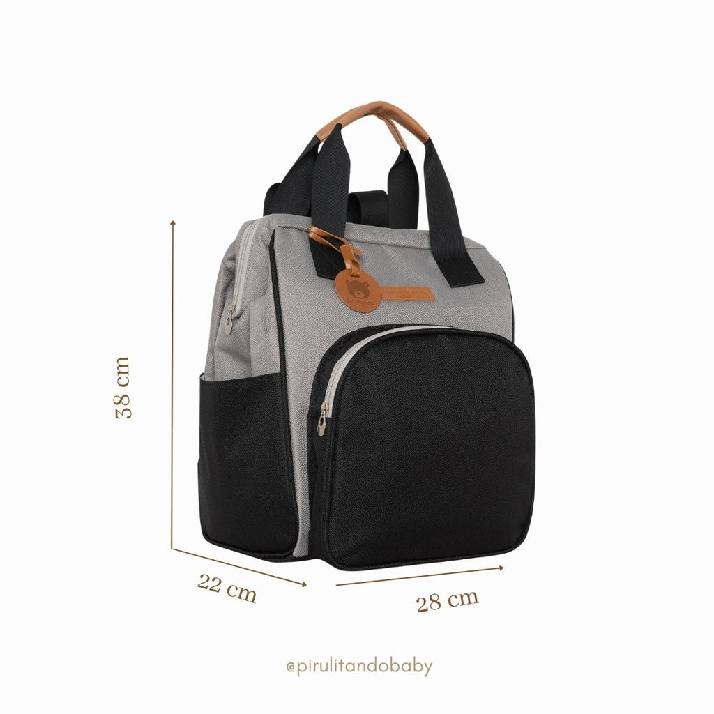 Mochila Média c/ Bolso Térmico Abraço Cinza/Preto