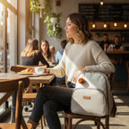 Mochila Maternidade de Passeio com Bolso Térmico Ternura Off White com Cinza