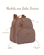 Mochila Média com Bolso Térmico Sentimento Marrom