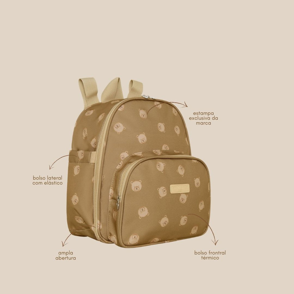 Mochila Maternidade com bolso Térmico Brincar Marrom