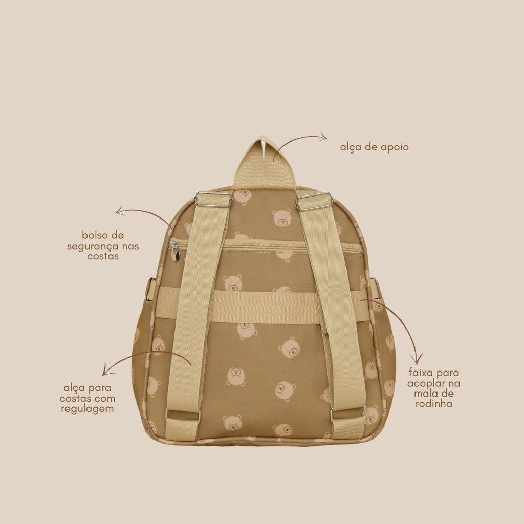 Mochila Maternidade com bolso Térmico Brincar Marrom