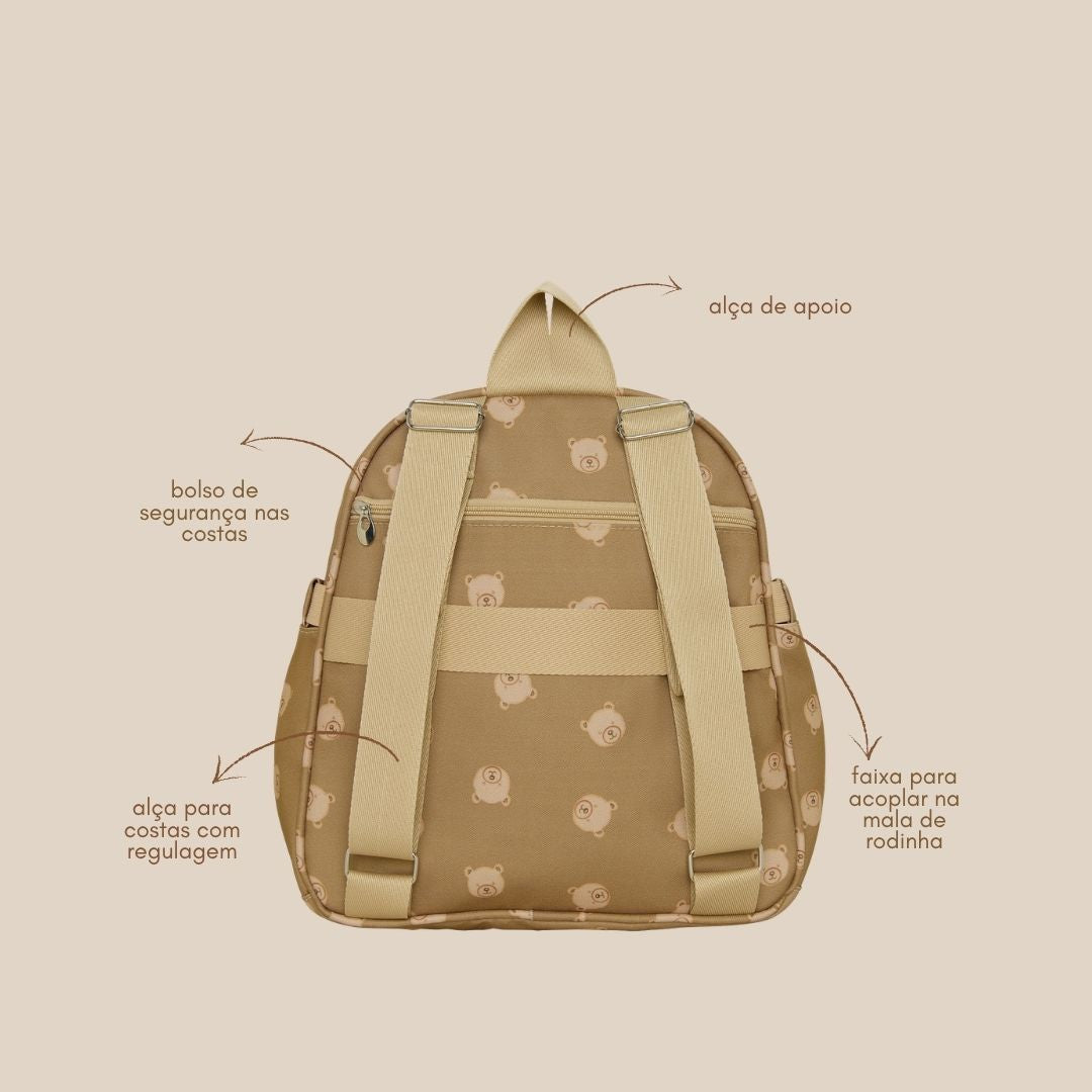 Mochila Maternidade com bolso Térmico Brincar Marrom
