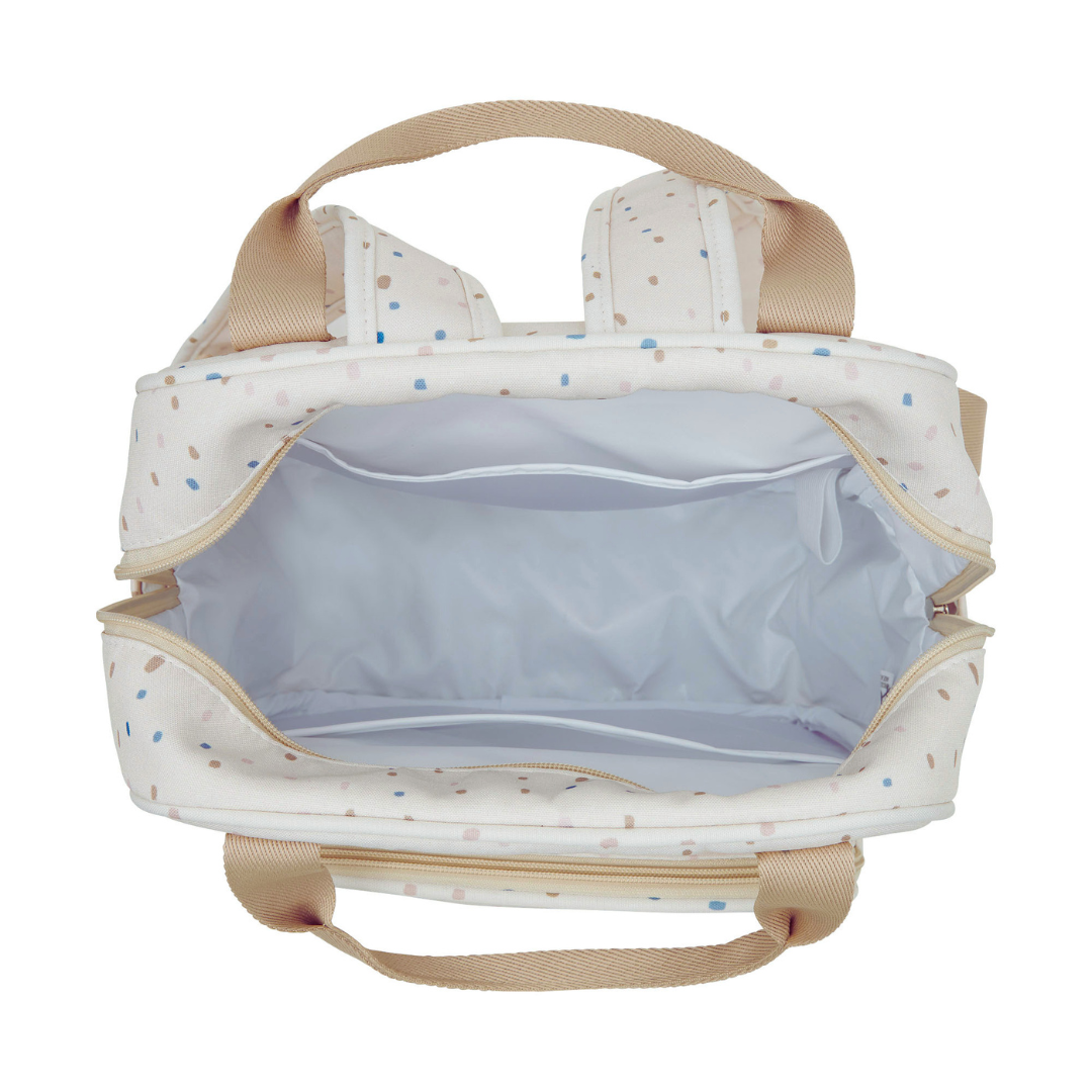 Mochila Maternidade com Bolso Frontal Térmico Confete Marfim