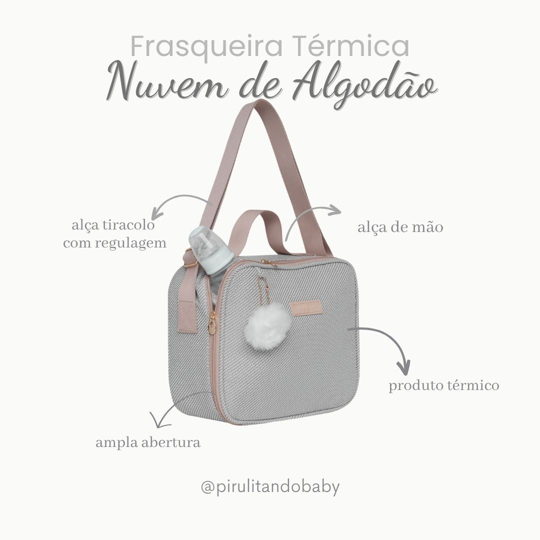 Frasqueira Maternidade Térmica Nuvem de Algodão Cinza