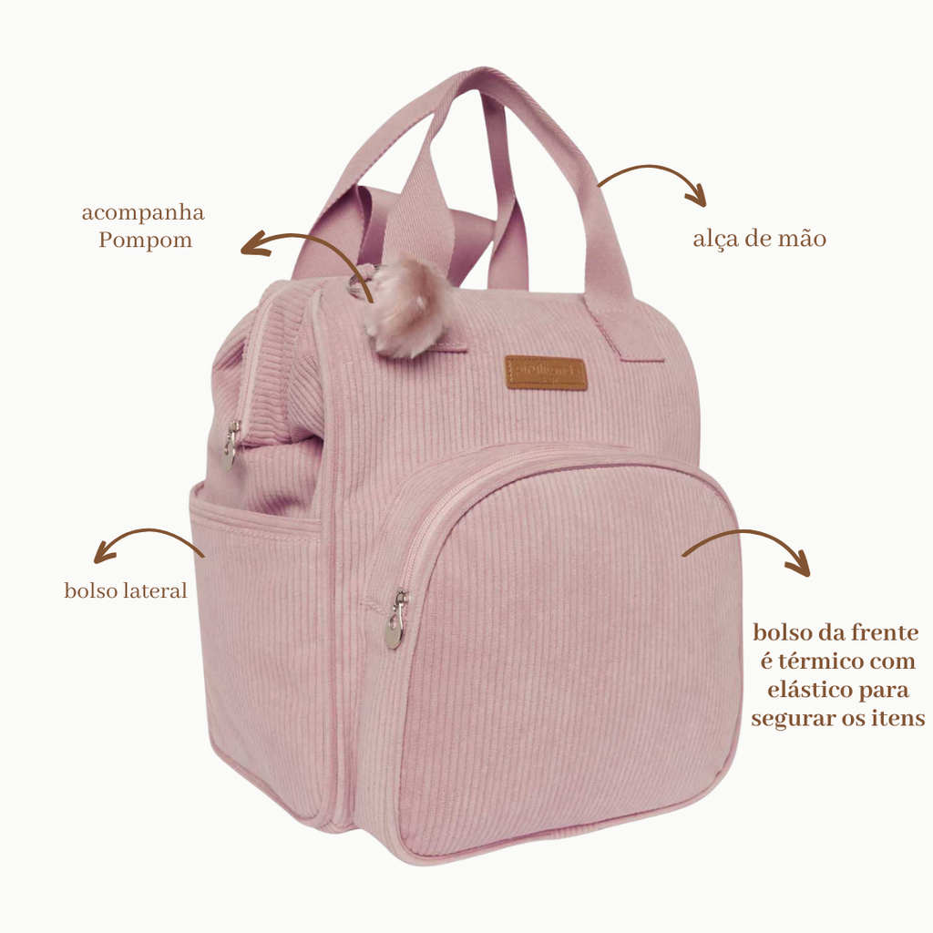 Mochila Maternidade Grande- Com Bolso Termico- Ninar  Rosê