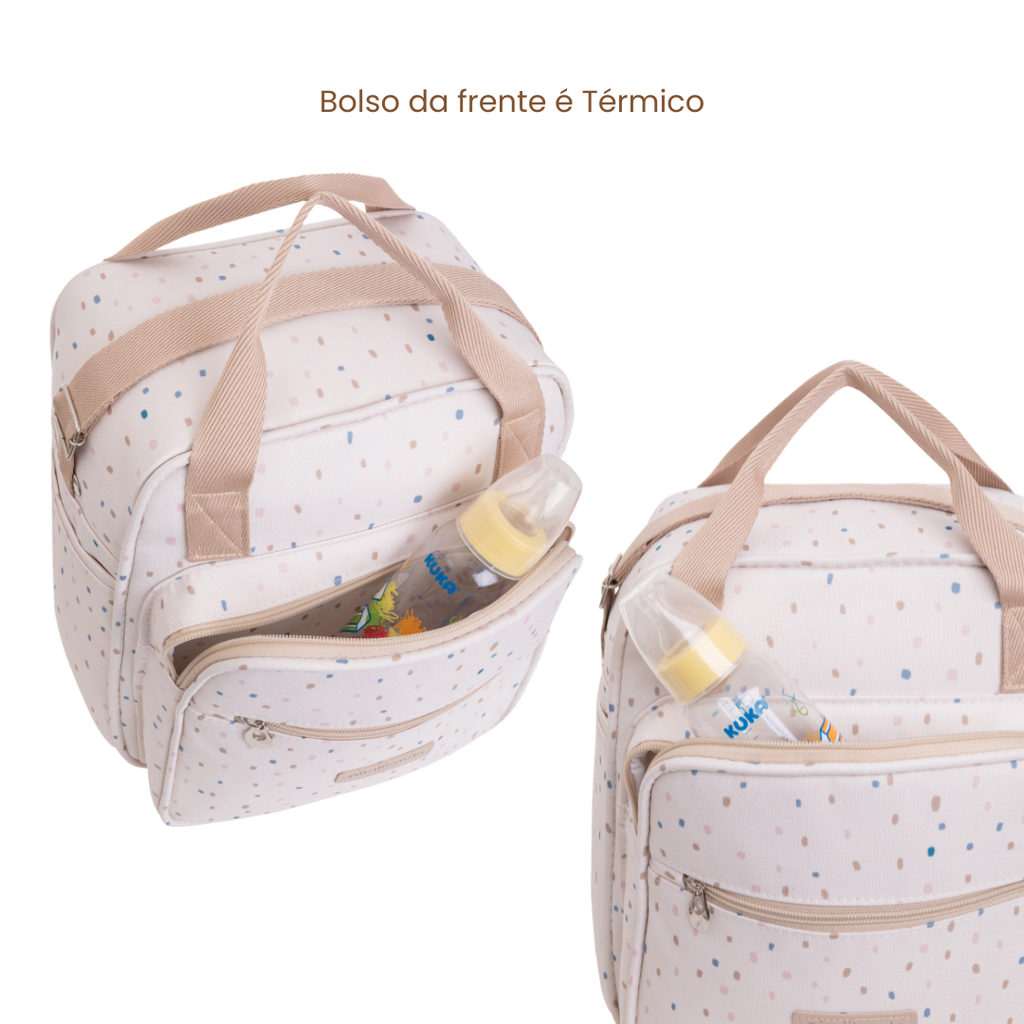 Bolsa de Passeio com Bolso da Frente Térmico Confete Marfim