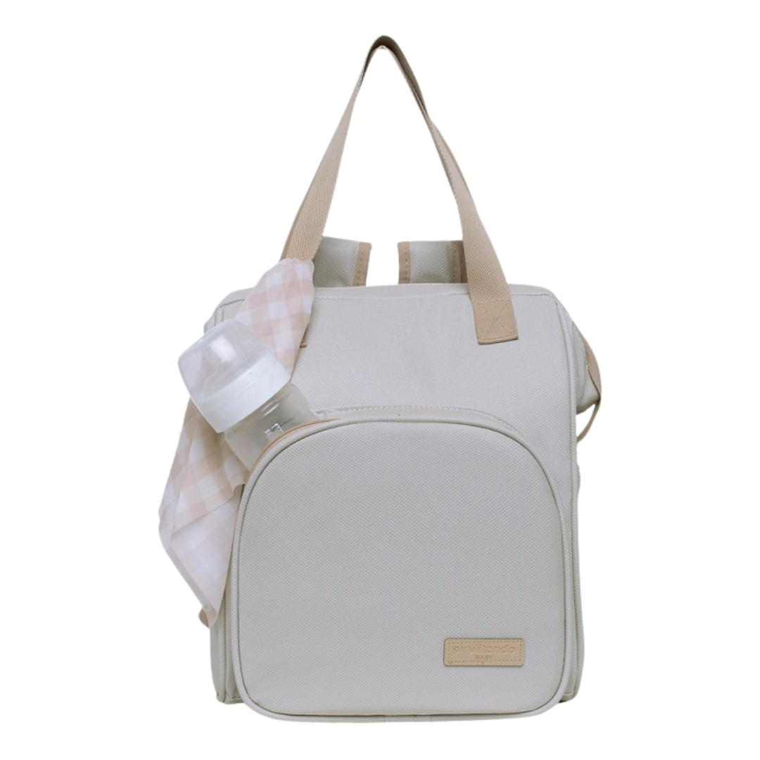 Mochila Maternidade Média com Bolso Frontal Térmico Encanto Marfim