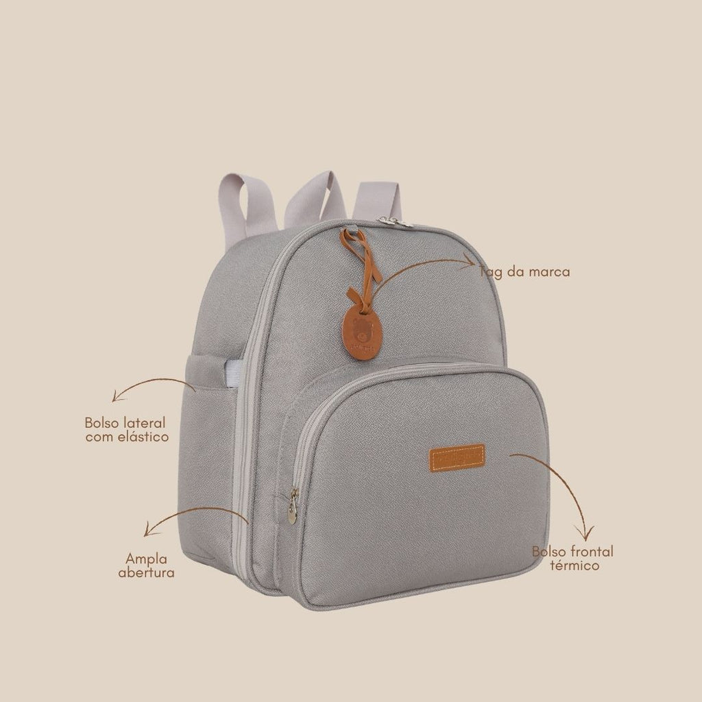 Mochila Maternidade Média Térmica Essência Cinza