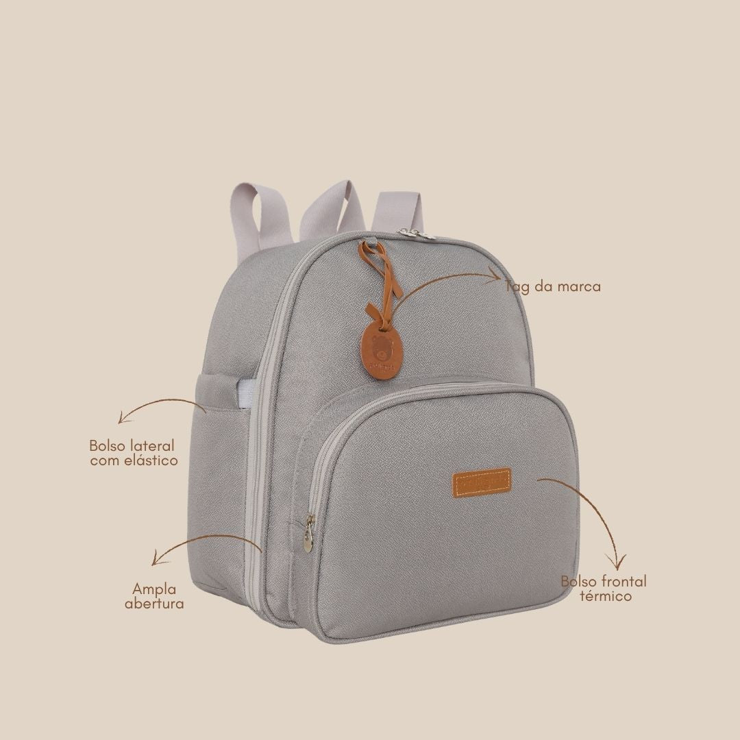 Mochila Maternidade Média Térmica Essência Cinza